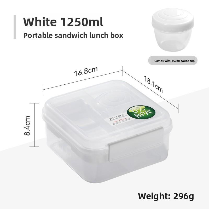 Portable Double Layer Bento Box With Dividers For Office Lunches And Picnics
