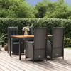 VidaXL Garden Dining Furniture and Cushions 5pcs Black Wicker 3185076