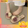 2025 Spring and Summer New Sandals Women's Fashion Flat Slippers Niche Design Sense Casual One-word Shoes