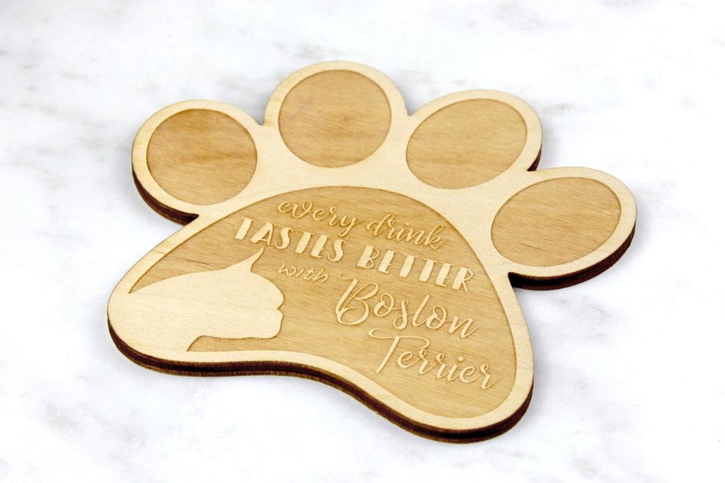 Boston Terrier, Gentiluomo Americano - Sottobicchiere, sottobicchiere inciso con cane, regalo per amante dei cani della marca Art-Dog