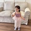 Now B. Happy Summer Girls' Gauze Top & Wide-Leg Pants Set - Stylish, Versatile, and Casual.