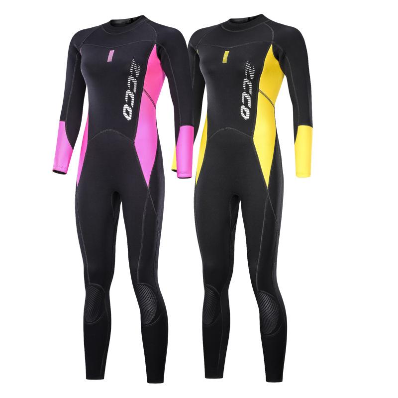 2019SCR Diving Suit Women's 3MM One-piece Snorkeling Surfing Thickened Thermal Swimsuit Long-sleeved Jellyfish