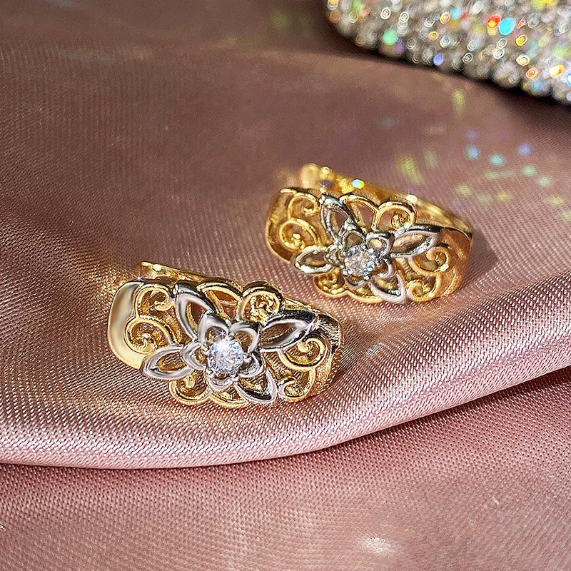 BELLA BOX Vintage Flower Hoop Rings For Women Retro Dance Party Daily Wear Temperament Sweet Female Accessories Hot Jewelry