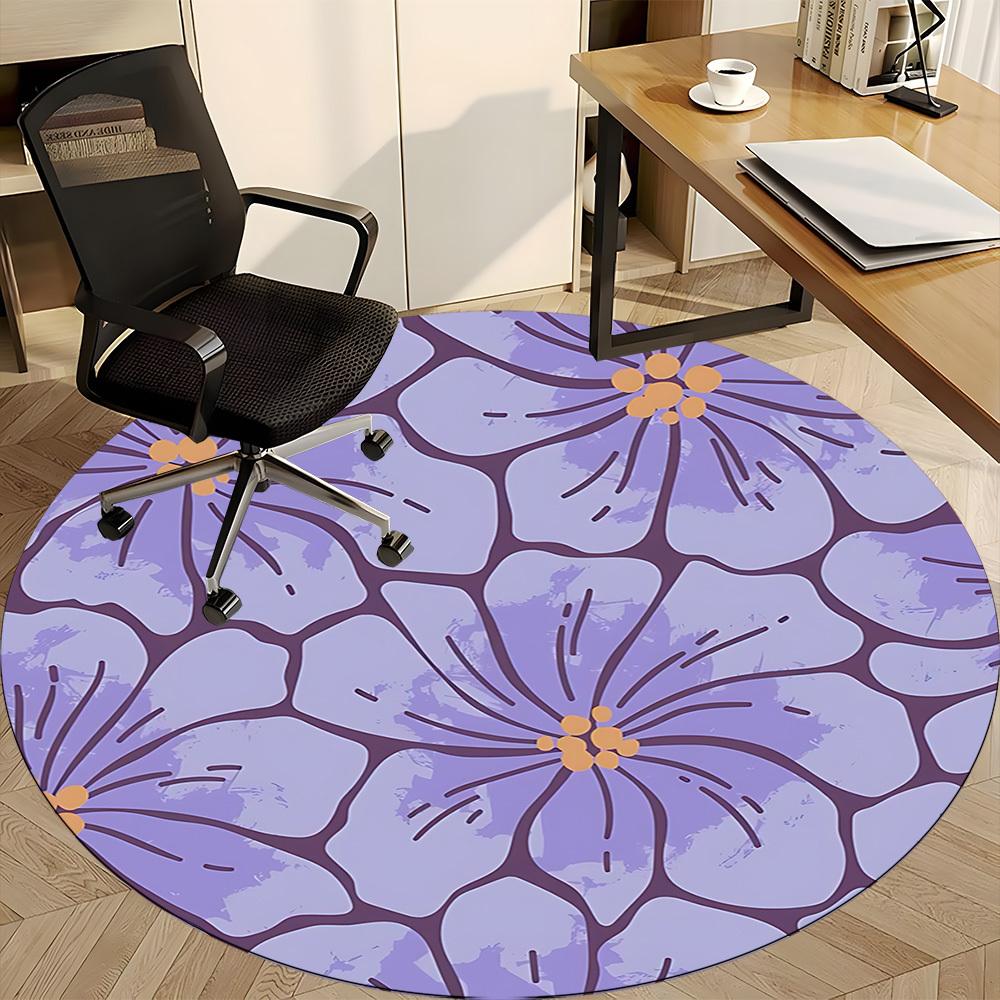 1pc Floral Pattern Carpet, Round Non Slip Durable Large Size Office Carpet, Suitable for Office