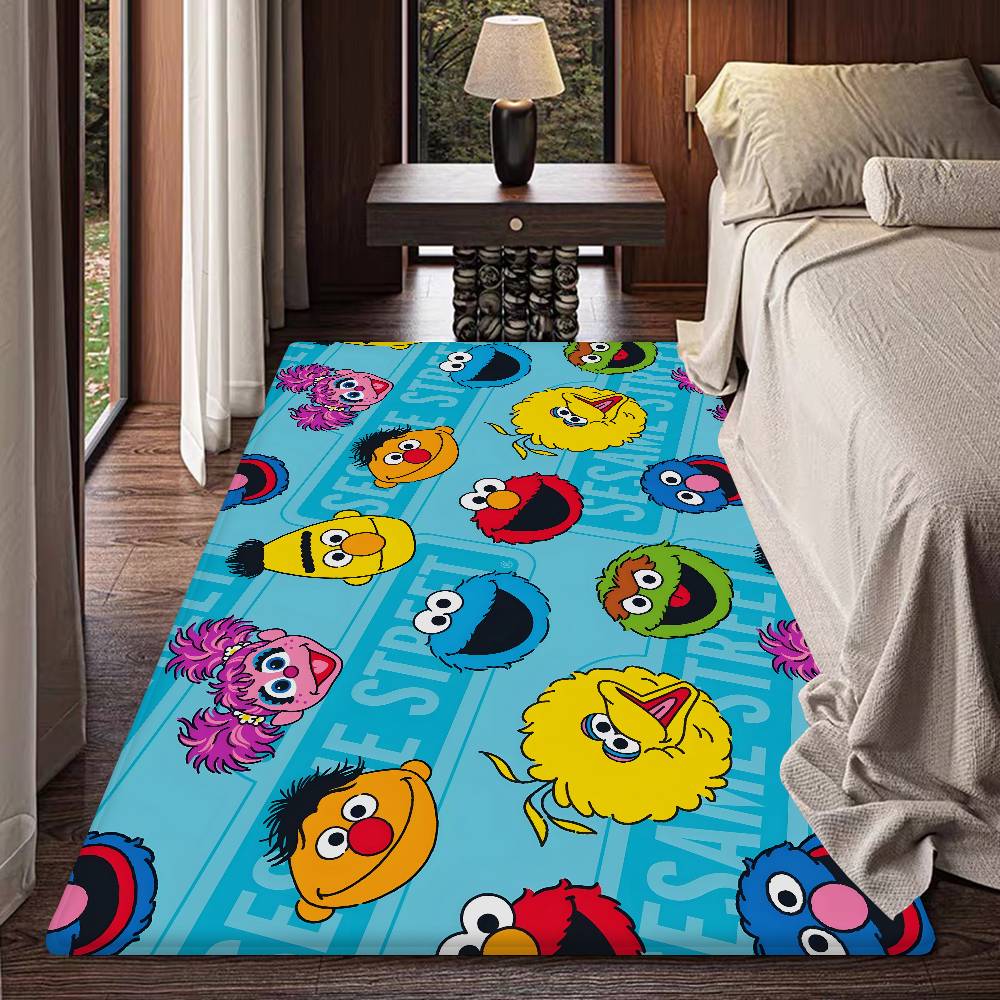 S-Sesame S-Street Theme Hallway Carpet Washable Non-Slip Living Room Sofa Chairs Area Mat Kitchen Doormat Area Rug