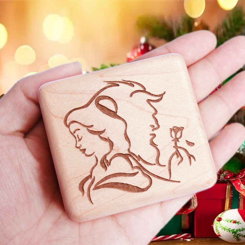Sinzyo Music Box Wooden Music Box for Gifts for Friends Wood Beauty and the Anniversaries, Birthdays, Celebrations, Children's (Maple Beast)