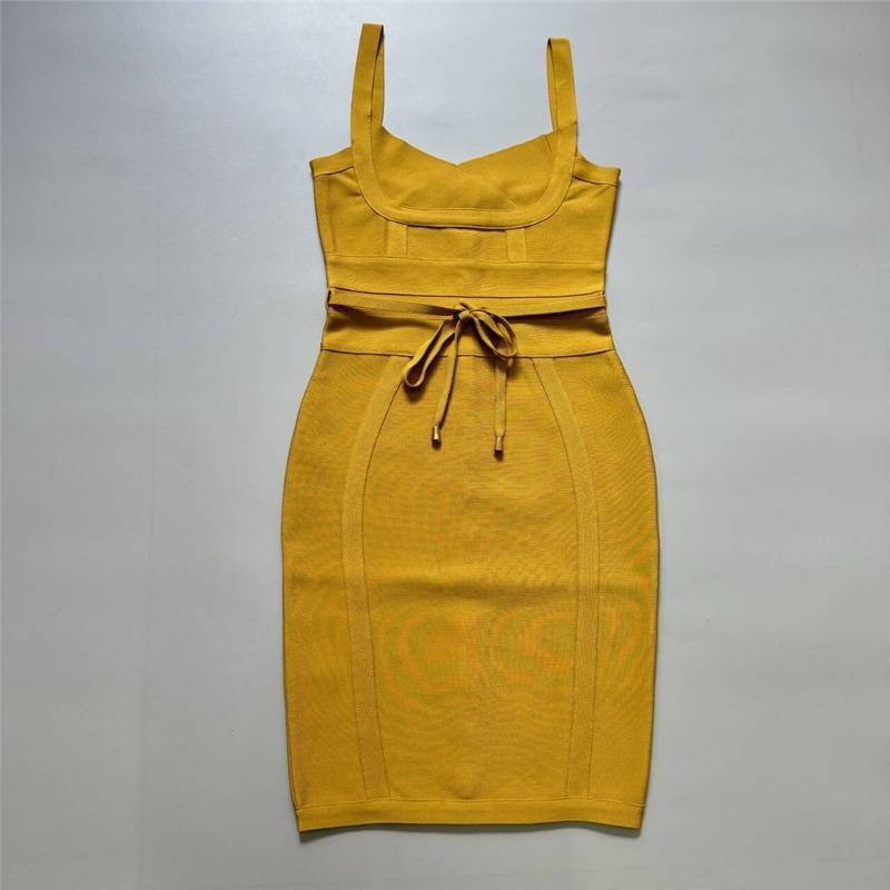 Spring Elegant Sexy Bandage Dress Slim Belt Evening Dress Party Women's Wear