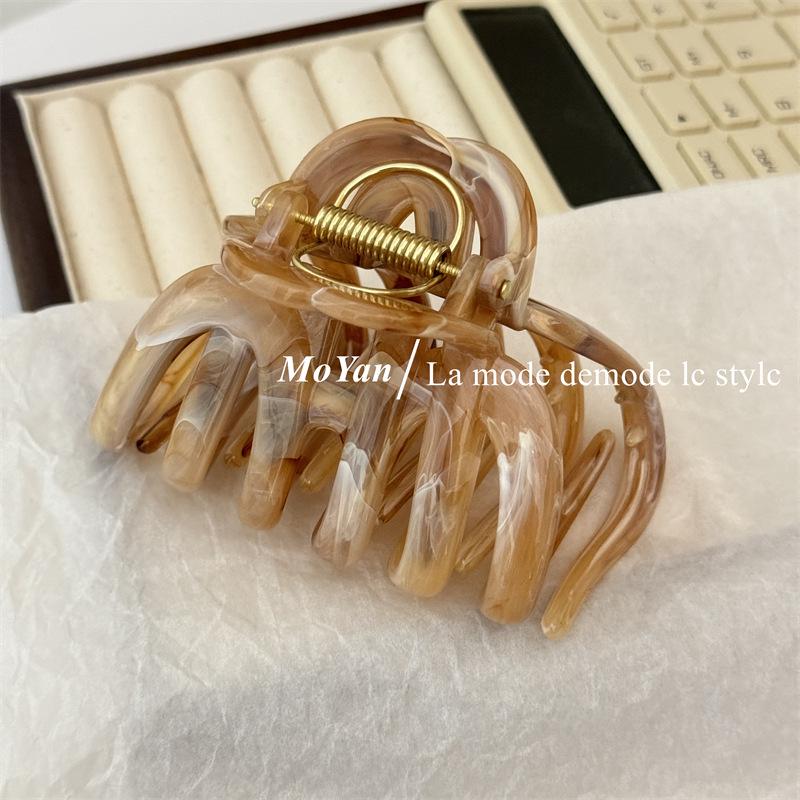 

High-Grade Ink Wash Large Hair Claw Clip for Women - Ideal for Thick Hair & Hair Buns, Shark Design, Pumpkin Back Head Clip