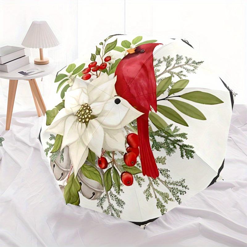 1pc Floral Pattern Automatic Folding Umbrella - Portable Foldable Design with 8 Ribs, Durable Plastic & Iron Frame, Casual Outdoor Accessory