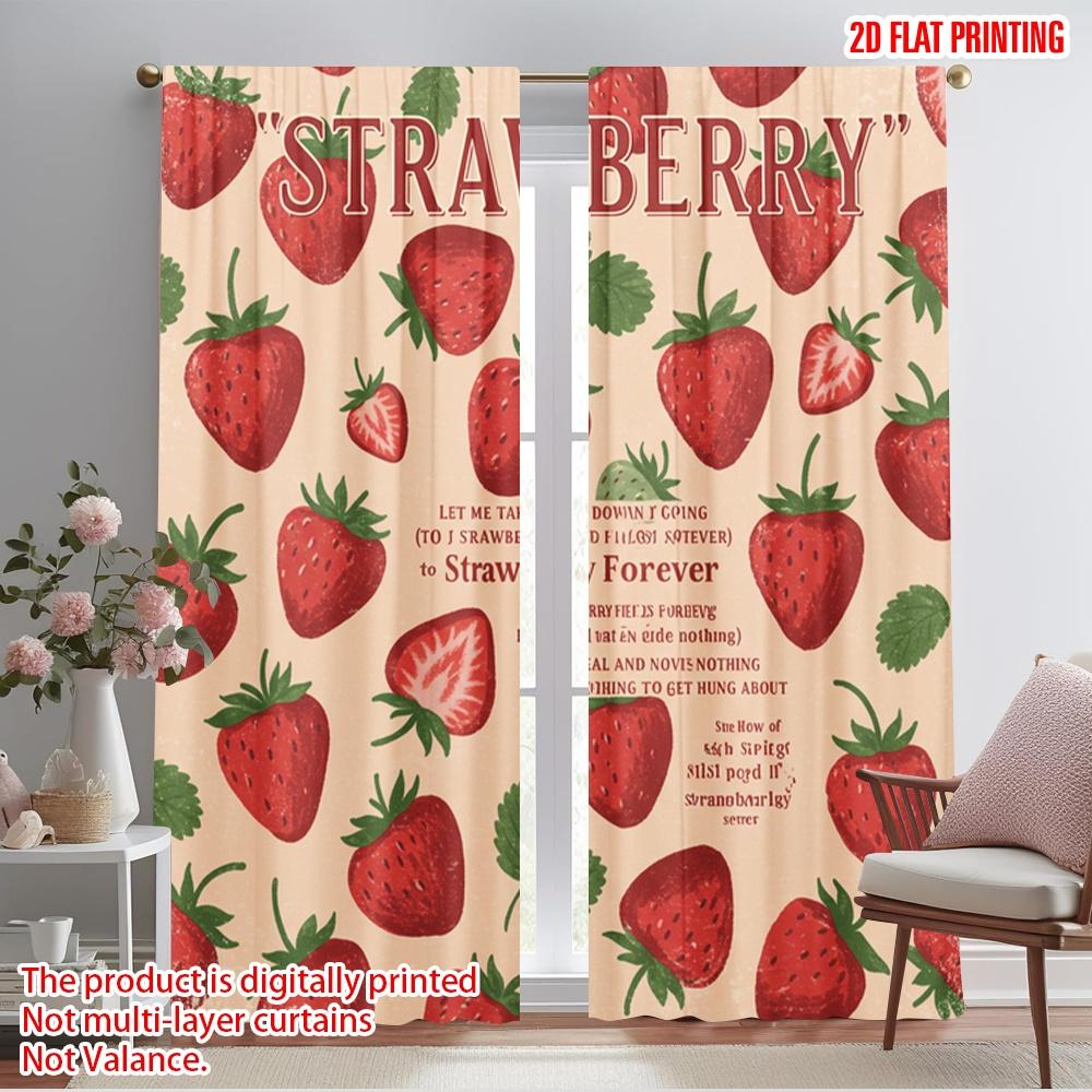 

2pcs 2D flat printing Scene Curtain Strawberry Fields Forever Polyester Without Electricity Seasonal Party & Holiday Decor 52.50×116.00 CM 2pcs