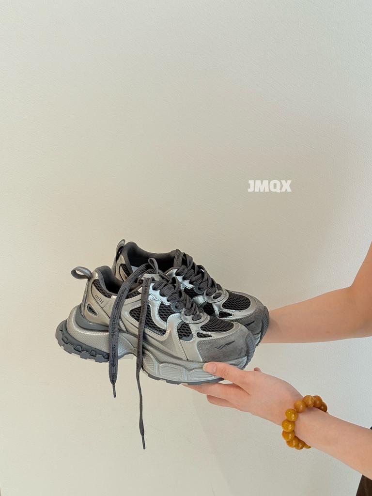 European leather dad shoes women's 2025 autumn and winter new breathable casual shoes versatile non-slip platform sports shoes tide