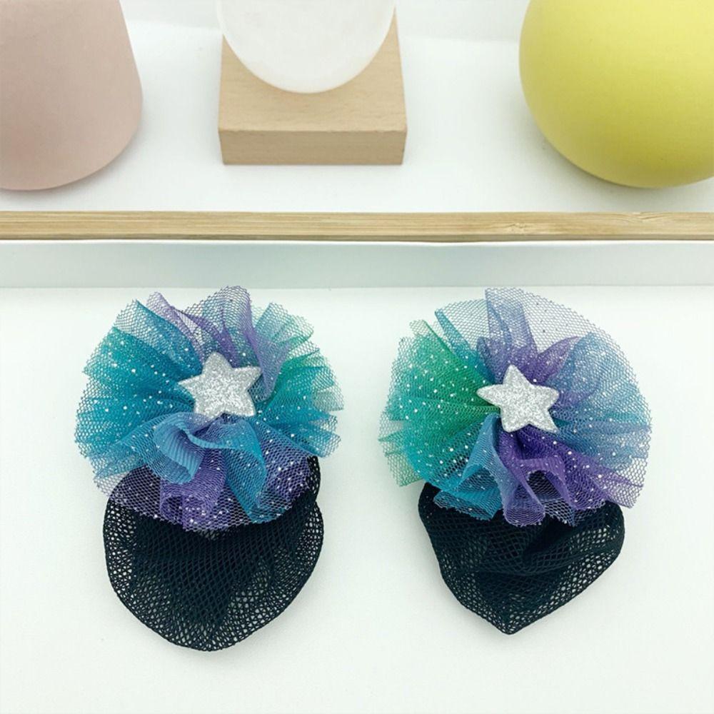 2PCS Spring Clip Ballet Hair Net Fashion Headdress Korean Bun Snood Girls Elastic Hair Net  Kids