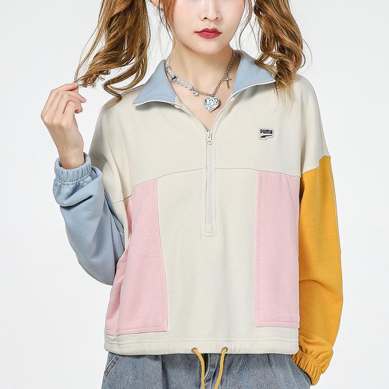 Puma Half-Zip Colorblock Sweatshirt Women Tops Multicolor 533051-73