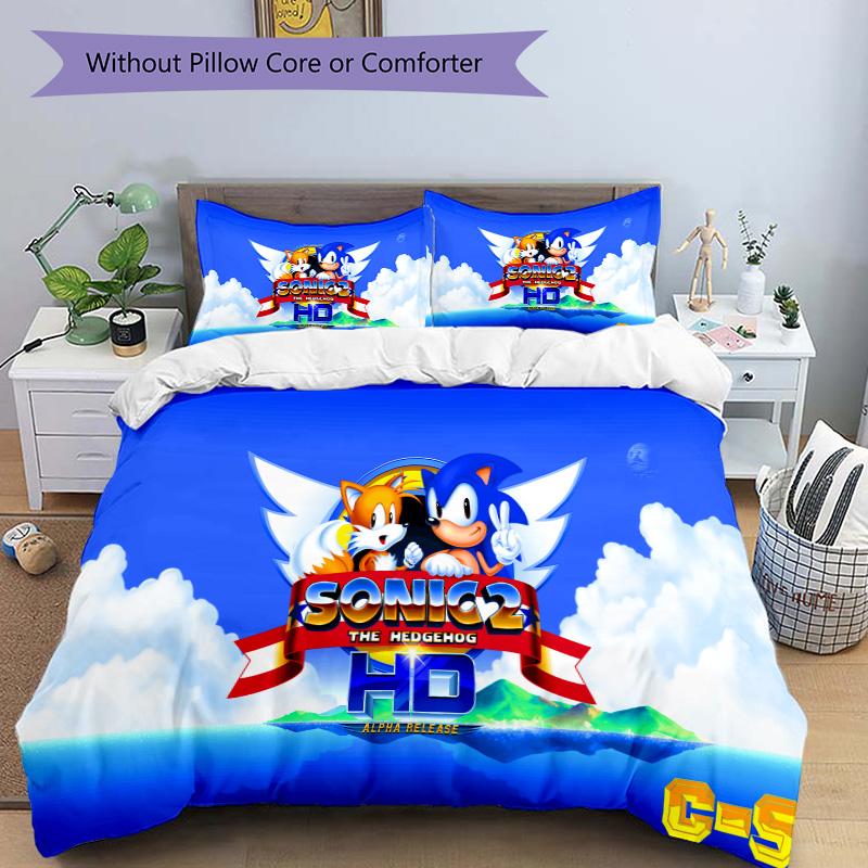 Sonic Adventure Hd Print 3Pcs Bedding Setduvet Cover With 2 Bedropillowcase Home Birthday Gift