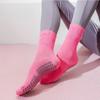 Einfarbige Yogasocken aus Baumwolle bis zur Mitte der Wade, rutschfeste Sportsocken mit Silikonunterseite, für Damen, für Indoor-Fitness, Trampolin, Tanz, Pilates