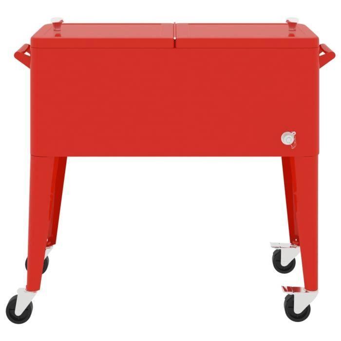 Rolling Cart for Coolers - Red - 80L - Thermal Insulation - 4 Wheels - Practical