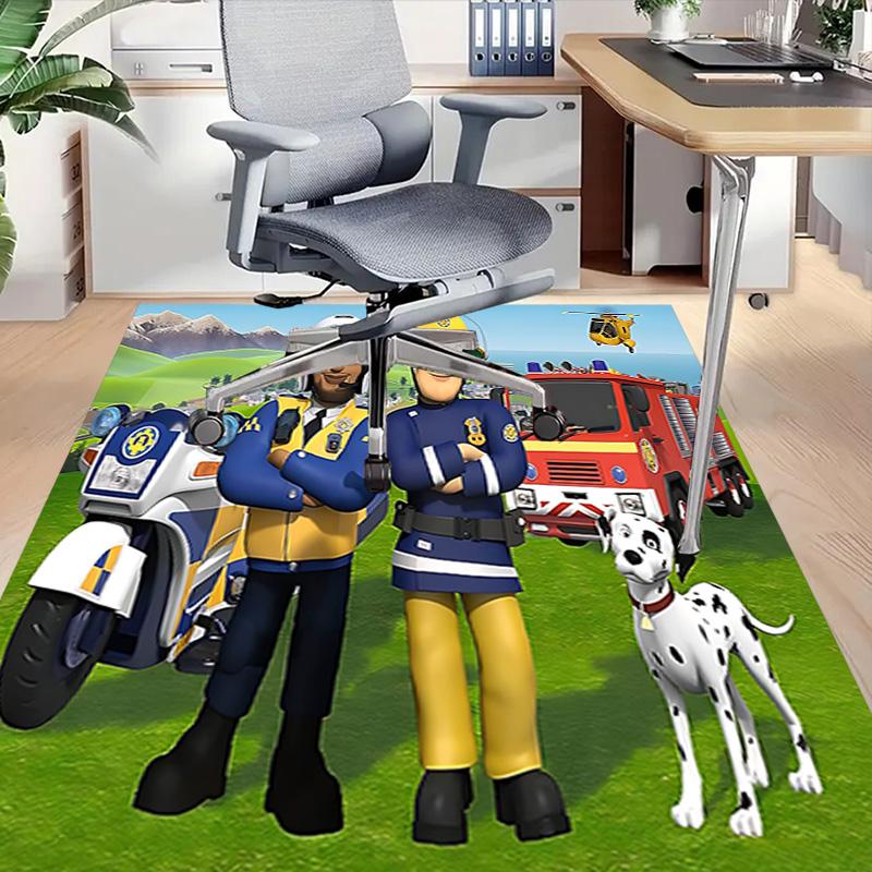1pc Fireman Sam Adventures Carpet for Playroom Bedroom Living Room Sofa Home Decor,kids Game Area Rug Non-slip Floor Mat Y72898