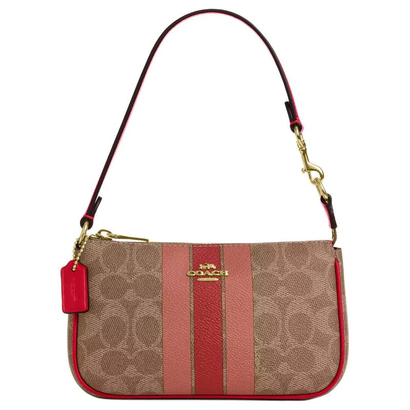 COACH Nolita 19 coated canvas shoulder tote small women s brown and mixed colors коричневый