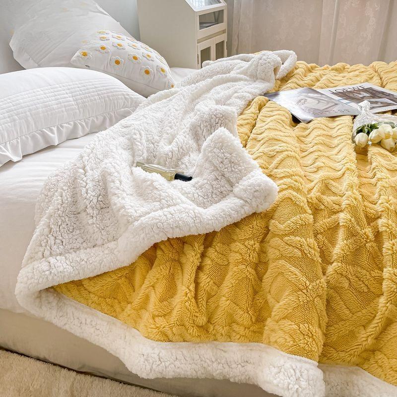Winter Blanket Thickened Warm Lamb Wool Leisure Blanket Home Warm Thick Soft Bed Cover Knee for Office Sofa Microfiber Bedding