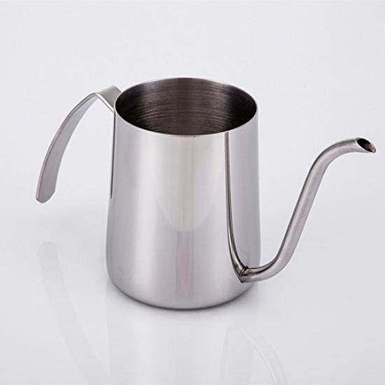 Kitchenware Coffee Drip Pot, Narrow Mouth Teapot, Stainless Steel Drip Pot, Narrow Mouth Tea Kettle, 304 Stainless Steel (350cc, Silver)