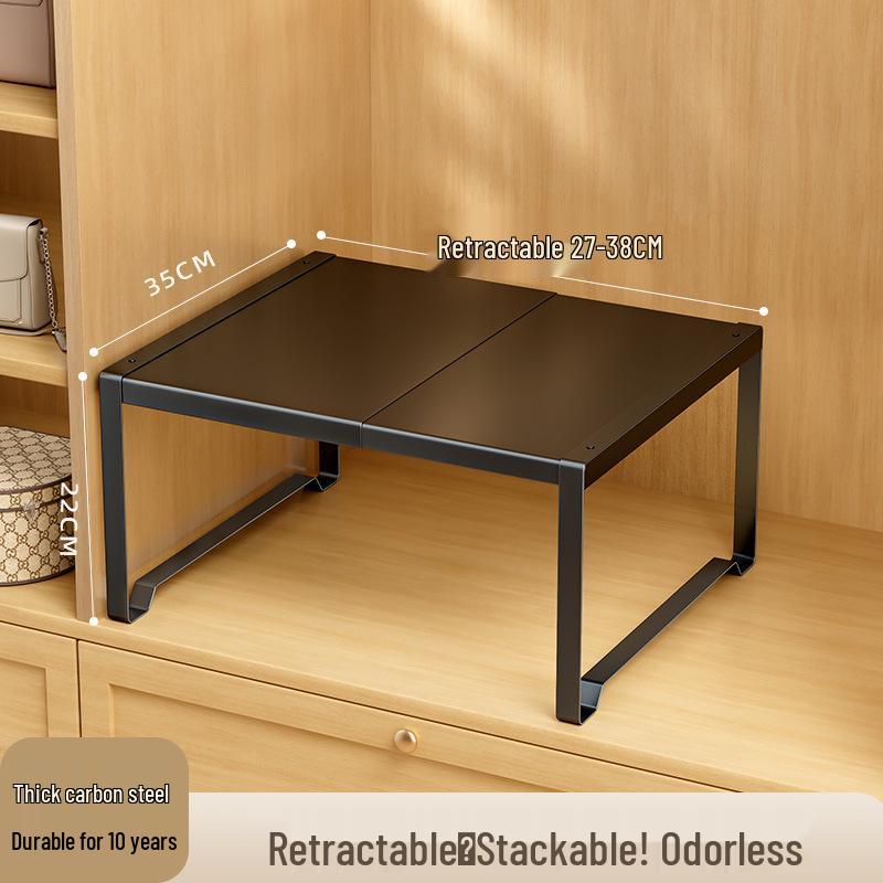 Retractable Shoe Cabinet Wardrobe Storage Rack with Layered Compartments