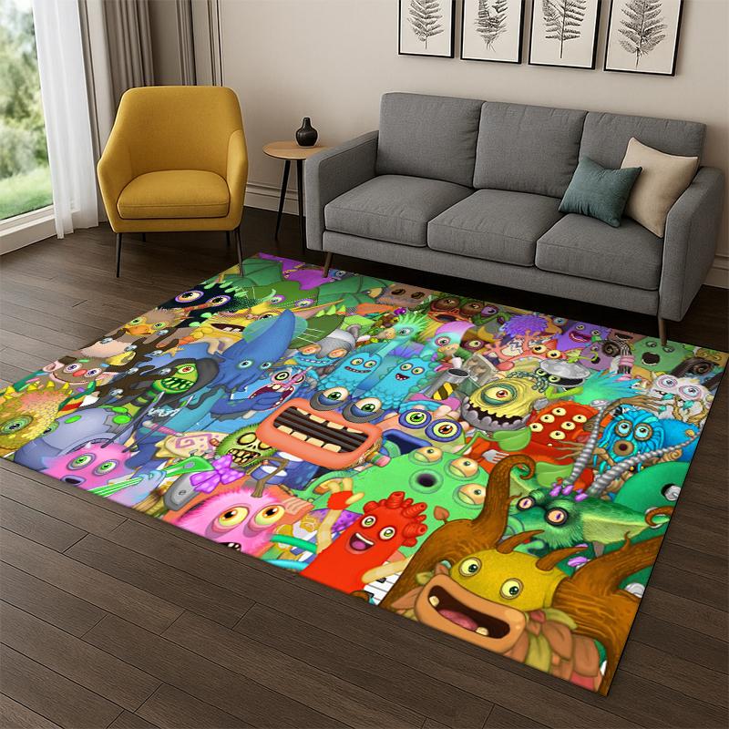 Music Game My Singing Monsters Cartoon Carpet Rug for Bedroom Living Room Sofa Playroom Doormat Home Decor,Kid Area Rug Non-slip