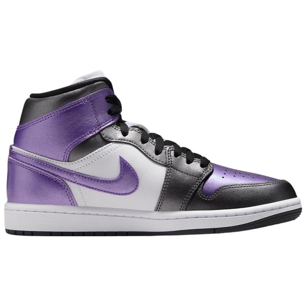 Jordan Air  1 Mid Comfortable Fashion Slip Resistant Durable Mid Top Retro Basketball Shoes Women Sneaker White Silver Purple HJ5911-105