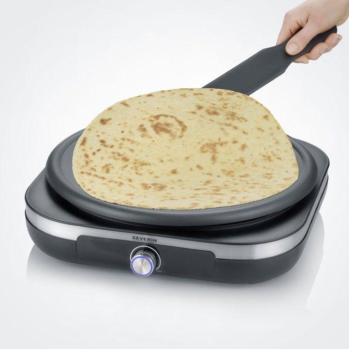 Crêpière électrique xxl - severin - cm2199 - ø 38cm - avec spatule et répartiteur - inox brossé / noir