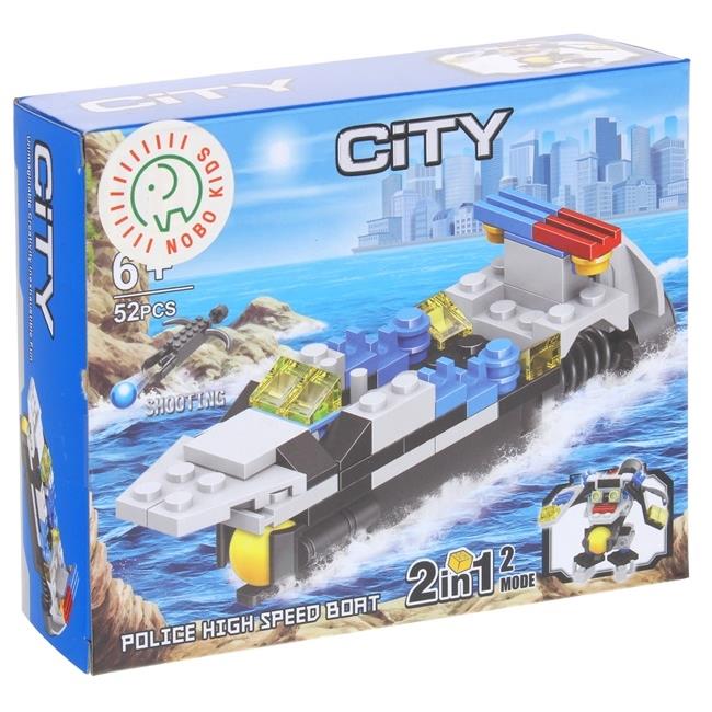 Construction Bricks 2 in 1 Police Boat Robot