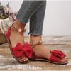 Women's Solid Color One-Strap Flat Sandals with Bow Decor, Lightweight Comfortable Design for Outdoor Casual Wear