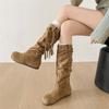 Maillard Retro Flat-bottomed Inner Height-increasing Boots Women's Boots 2025 New Autumn with Skirt Western Pile Boots