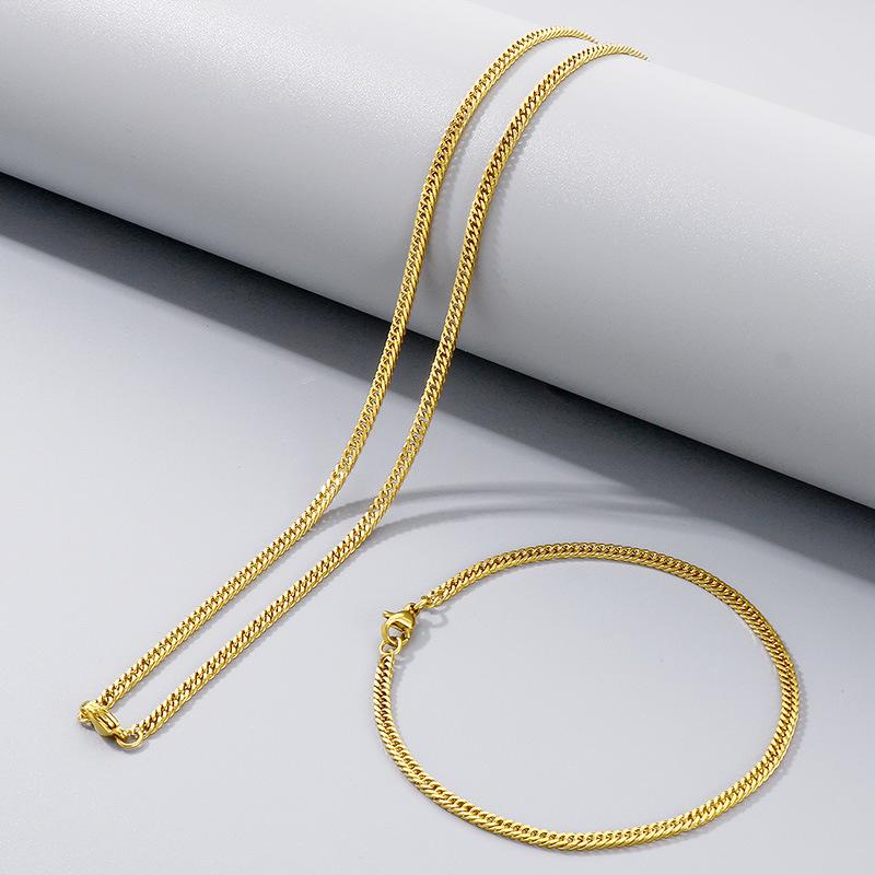 Jednoduchý hladký řetízek Dvojitě pletený Čtyřstranně broušený Náramek Hip-Hop Osobnost Více velikostí Bičíkový řetízek Titanová ocel Pánský náhrdelník