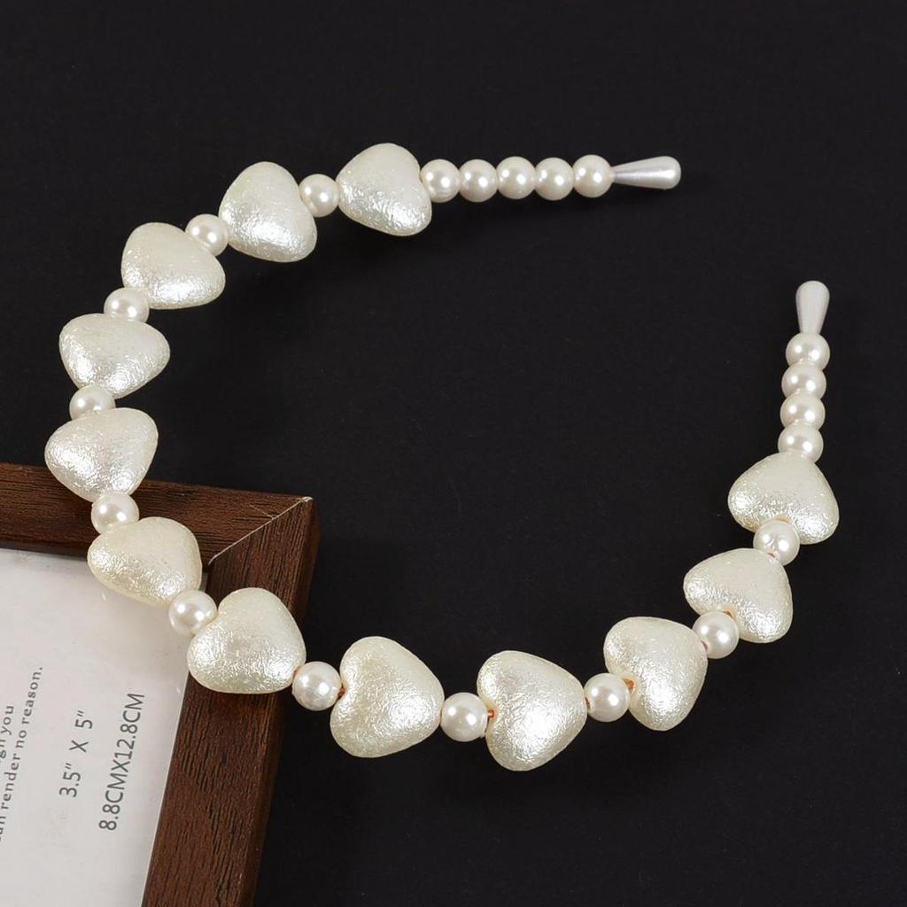 Handwoven Faux Pearl Headband & Bow Hair Clip Set for Brides