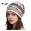 Trendy Fashion Gift for Her Women's Geometry Print Slouchy Hat, Casual Soft Stretch Skull Shopping Dating Headpiece Cap, Warm Cancer Chemo Headwear,