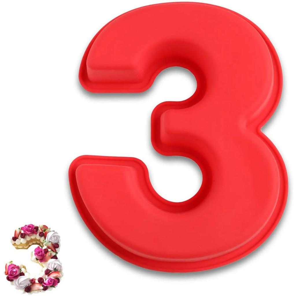 3D Silicone Number Cake Mold DIY Digital Bakery Chocolate Pastry Cream Non-Stick Baking Mould for Birthday Wedding Anniversary