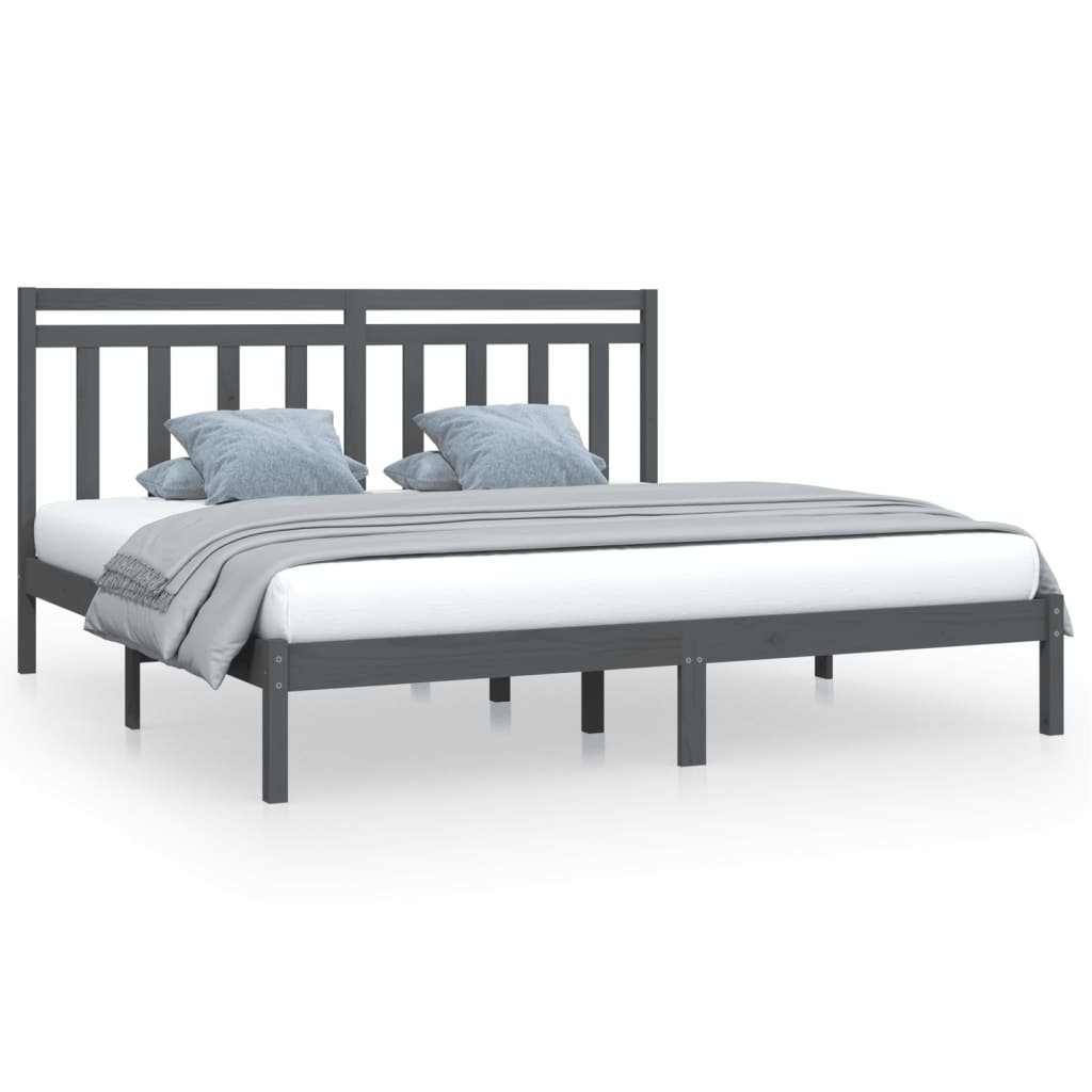 Solid Wood Bed Gray 200x200 cm
