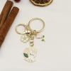 Cute Cartoon Rose Flower Rabbit Keychain - Festive New Year Gift & Backpack Pendant Pair