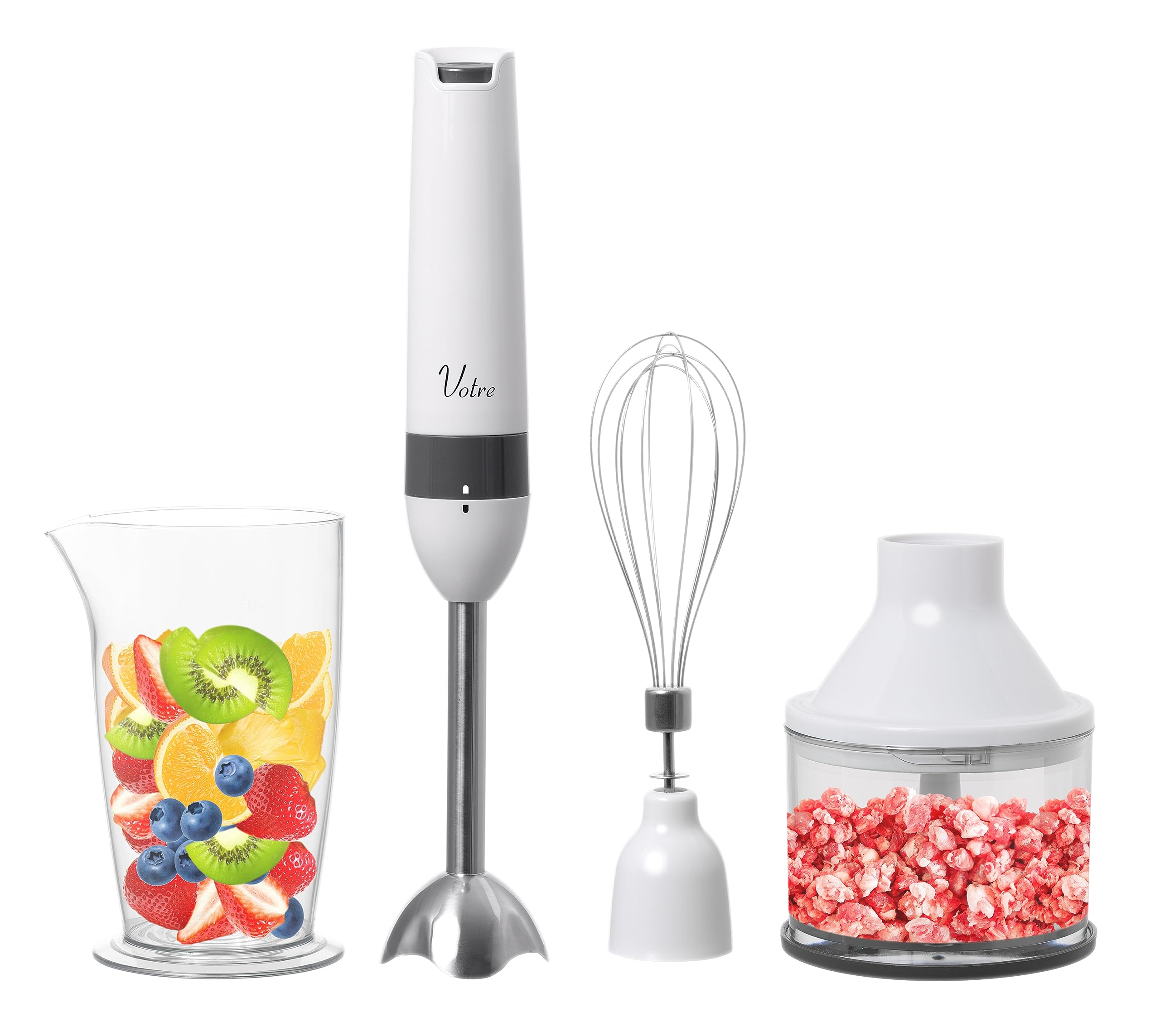 

[Yamazen] Multi Hand Blender Electric Hand Mixer Food Processor Baby Food Smoothie 5-in-1Crush/Mix/Fresh/Chop/Crush)Votre Lightweight White
