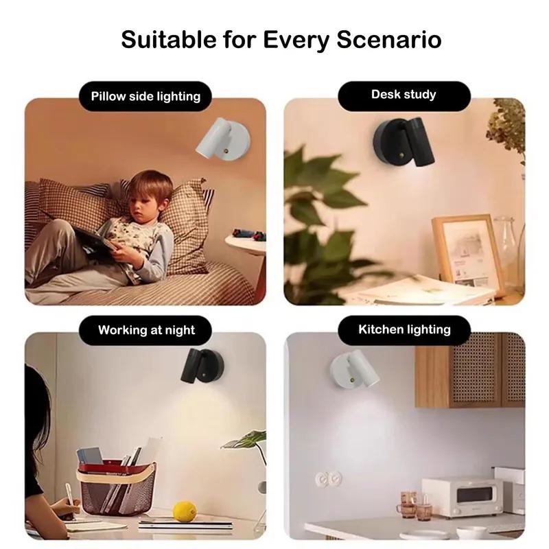 Rechargeable Magnetic LED Wall Light - 360° Rotation Touch lantern W/ Remote Control, Wall Mount Cabinet Spotlight Night Lamp