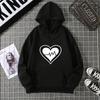 Women's Fleece Lined Hoodie Solid Color Heart Print Kangaroo Pocket Drawstring Printed Hooded Sweatshirt Streetwear