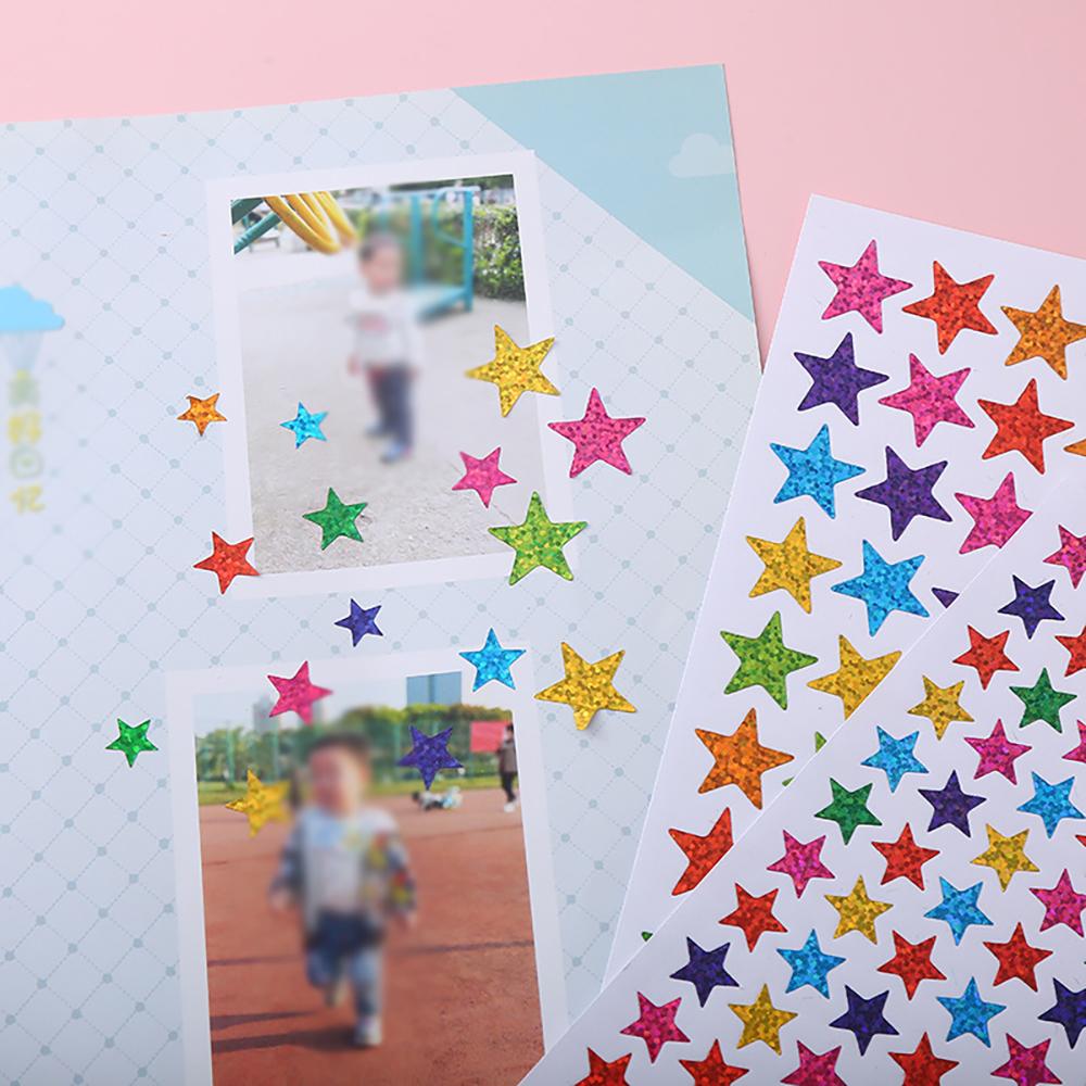 Laser colored sparkling reflective pentagram stickers reward DIY decorative star stickers