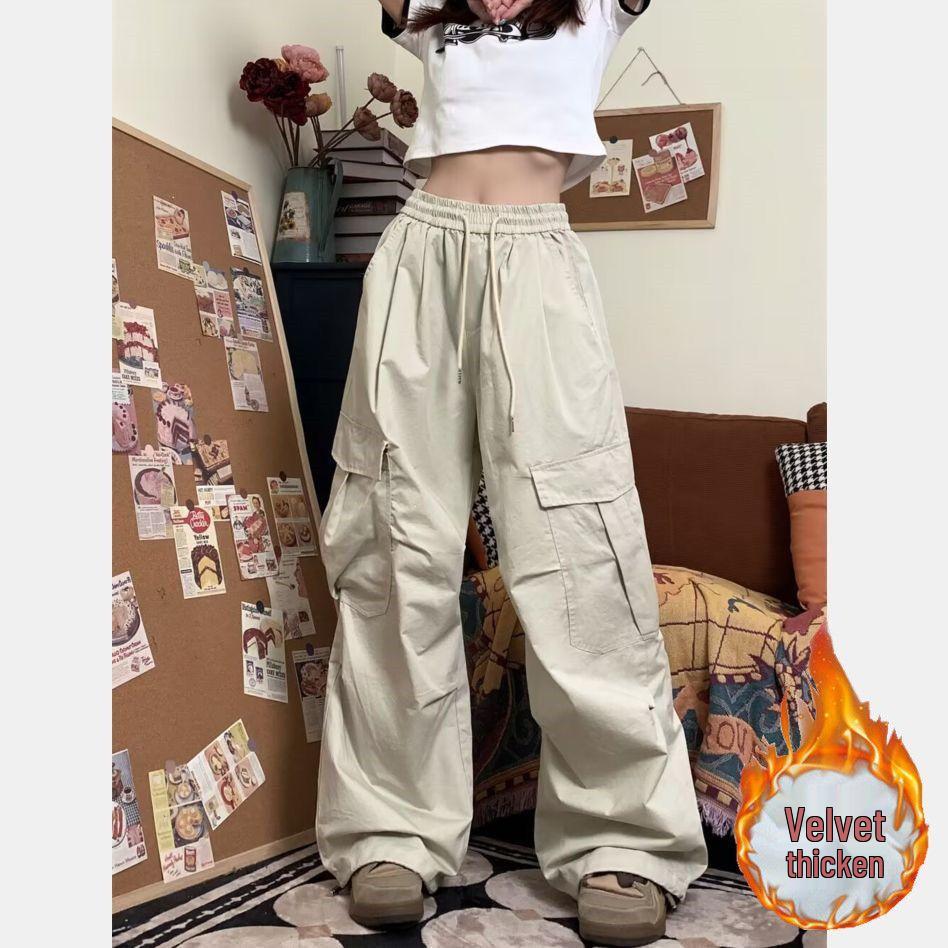 Korean-Style Retro American Loose Wide-Leg Work Pants