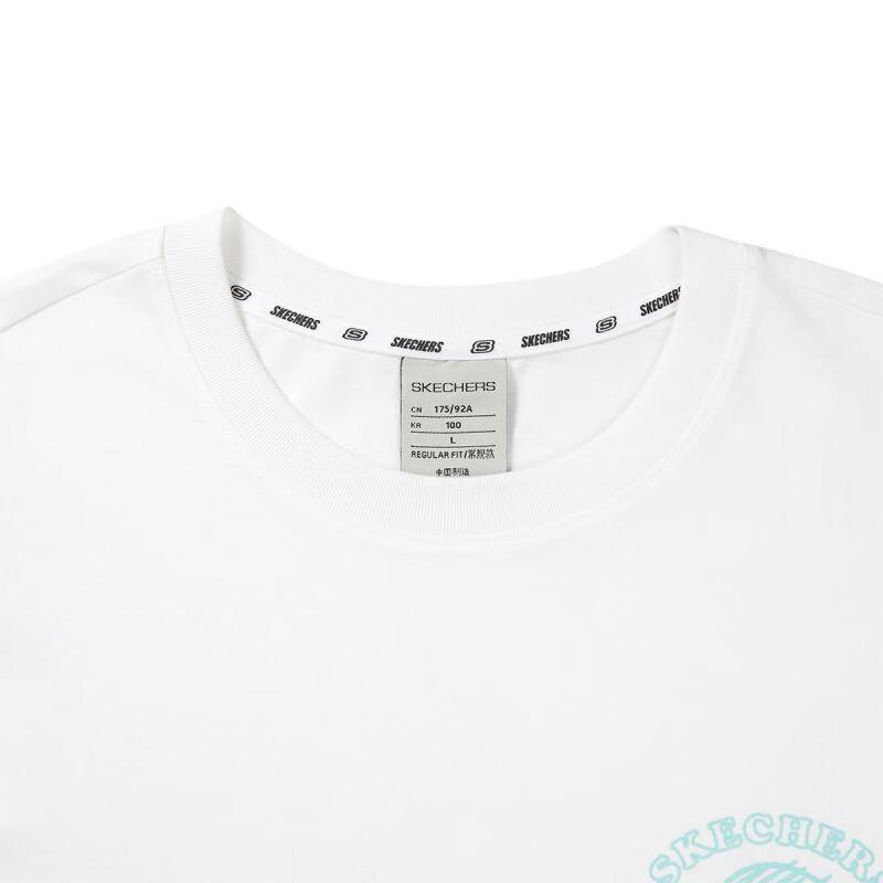 Skechers Logo Print Casual Round Neck Breathable American Vintage Short Sleeve T-Shirt Unisex T-Shirt White L223U100-0019