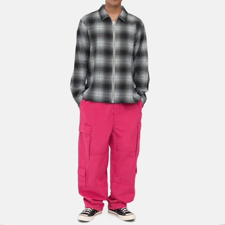 Stussy Paul Shadow Plaid Zip Shirt 'Black White' Men's 1110238