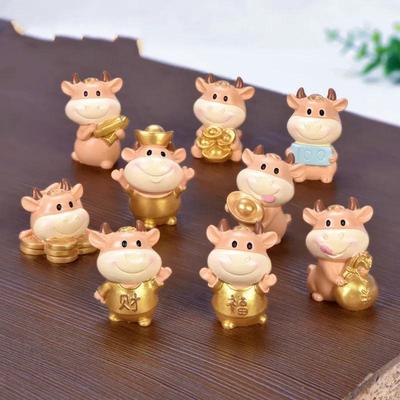 Home Decoration Accessories Micro Cattle Family Figurine Resin Ornaments Miniature Model Mini Animal Statue Bonsai Decoration