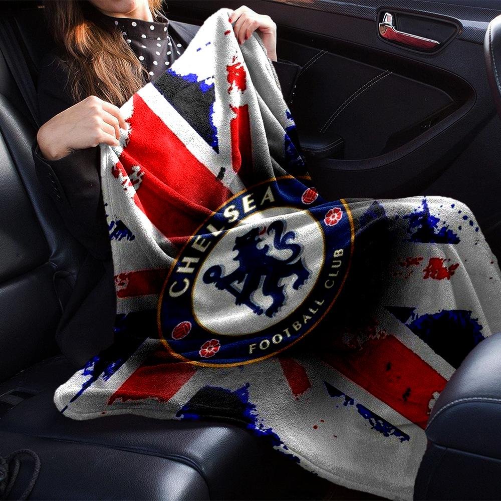 Chelsea Football Club Theme Printed Blanket - Perfect for Couch, Bed, Travel & Outdoor Use | Machine Washable, Cozy & Durable.
