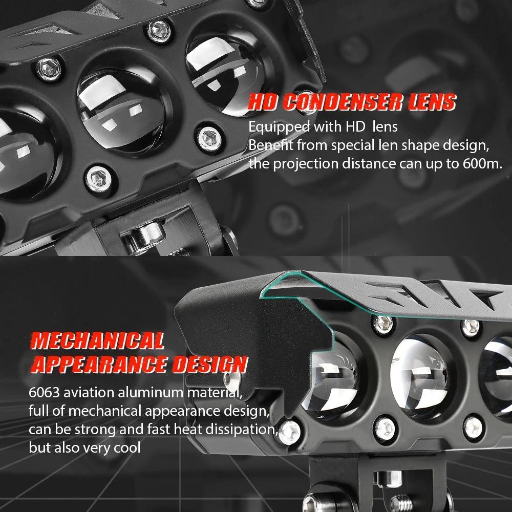 4inch Motorcycle LED Spotlight, White Yellow Dual Color Hi/Low Beam Auxiliary Driving Light Fog Lamps for Car Trucks SUV 12V 24V