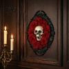 Retro Gothic Skull Decor Halloween Wall Decoration Vintage Red Rose Frame Sculpture Aesthetic Art Horror Spider Web Ornament for Holiday Party