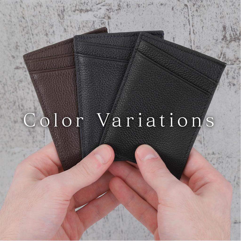 RATOM Slim Card Case with Genuine Leather Holds Only 4 Cards Men's Anti-Skimming (Black) -