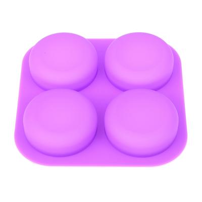 Moule à savon en silicone à 4 cavités, 1 pièce, pour décoration de gâteaux artisanaux, plateau facile à démouler, ronds